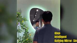 Alien Intelligent Bathing Mirror: 化粧台用のシンプルなタッチライトアートミラー、壁に取り付けられた不規則なワット