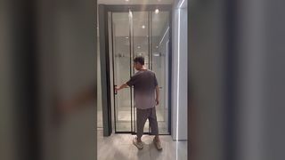 1 ラインのミニマリストの非常に狭いエッジ 2 リンケージマットブラックガラス分離引き戸キッチン