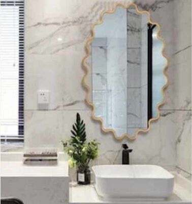 Customized French Room Decorative Large Mirror Narure Espejos Wavy Mirror Design Wooden Frame Irregular Shape Dressing Mirror