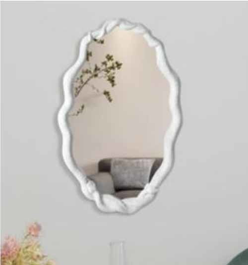 Modern Luxury Villa Hotel Accent Golden Decorative Mirror Bedroom Bathroom Wood Frame Irregular Shape Wall Mirror Furniture