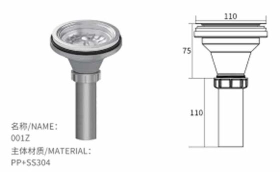 現代の高品質のシングルステンレスカップシンク排水器 キッチンシンク排水管 洗浄盆 ごみ排水 卸売製品